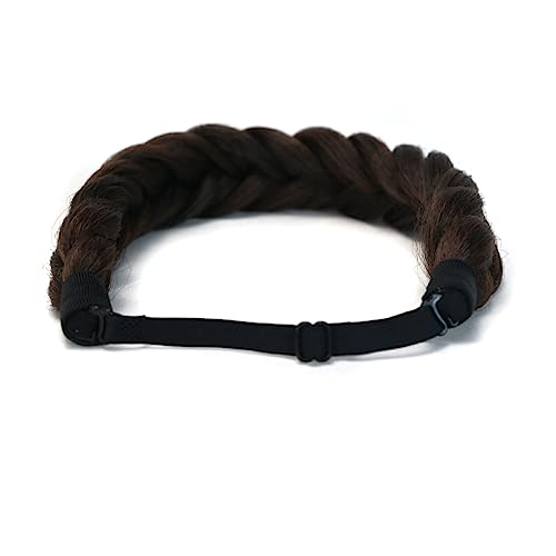 STHEJFB Bohemian Braided Headband Oversized Classic Wide Braids Adjustable Elastic Strap Synthetic Wig Headband Women's Braids Beauty Accessories (Reddish Brown)