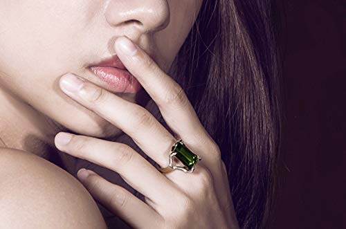 SCHZBSP 18K gold-plated luxury group inlaid emerald green gemstone ring fashion eagle claw micro inlaid CZ diamond ring exquisite jewelry hand jewelry ladies ring size 6-10 (8)