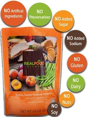 Tube feeding formula Turkey, Sweet Potatoes & Peaches Pureed Blended Meal for Feeding Tubes, 9.4 oz Pouch (Pack of 12 Pouches)