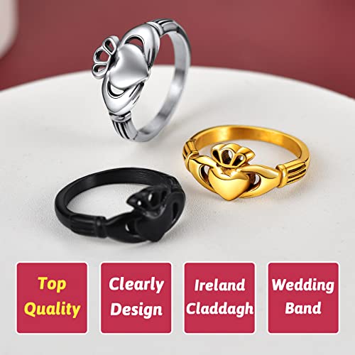 Irish Eternity Ring for Woman Silver Wedding Band Rings Black Stainless Steel Woman Love Friendship Jewelry