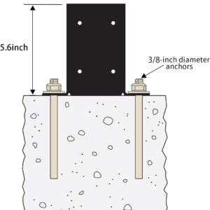 6X 6 Post Base 3 PCS,Inner Size 5.6"x5.6"Deck Post Base,Heavy Duty Metal Black Powder Coated Post Brackets,for Pavilion Deck Railing Support Deck Base Plate, Support Bolt Down (3PCS)
