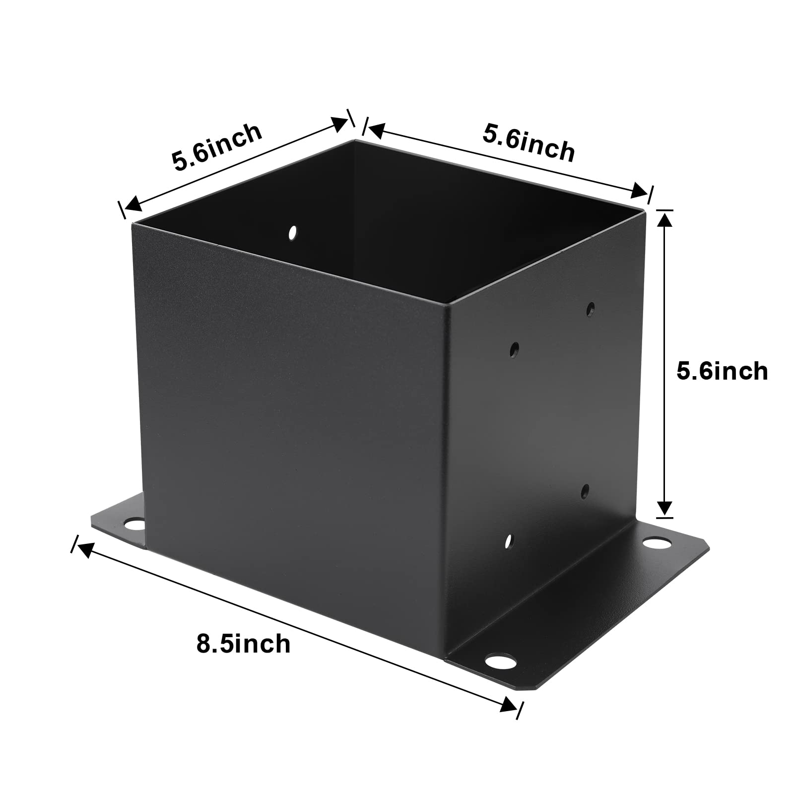 6X 6 Post Base 3 PCS,Inner Size 5.6"x5.6"Deck Post Base,Heavy Duty Metal Black Powder Coated Post Brackets,for Pavilion Deck Railing Support Deck Base Plate, Support Bolt Down (3PCS)