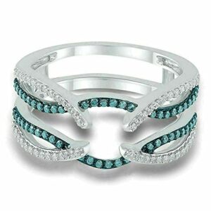 14k Blue & White Diamond Ring Wraps and Enhancers 14k White Gold Over 925 Sterling Silver7