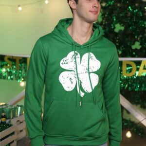 Arvilhill St Patrick's Day Sweatshirt Men's Green Shamrock Irish Printed Hoodie CLOVER XL