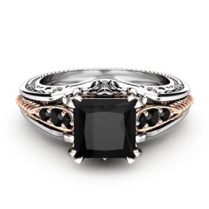 vintage fashion s925 sterling silver black square ladies ring delicate cutout zircon moissanite zircon set carat diamond elegant cutout ring eternity engagement ladies wedding rings czc017(6)