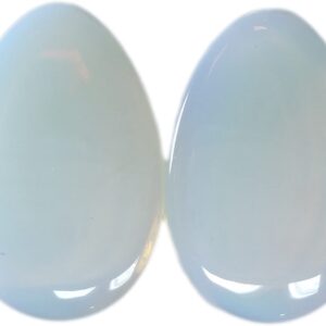 Pair 1-1/2" (38MM) OPALITE TEARDROP STONE PLUGS Double Flare Gauges Organic Moonstone White Clear Tunnels (2pcs)