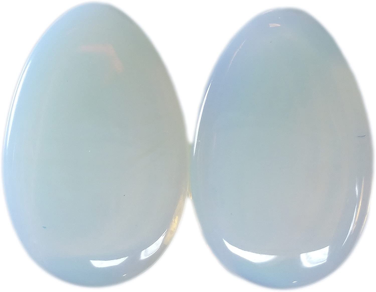 Pair 1-1/2" (38MM) OPALITE TEARDROP STONE PLUGS Double Flare Gauges Organic Moonstone White Clear Tunnels (2pcs)