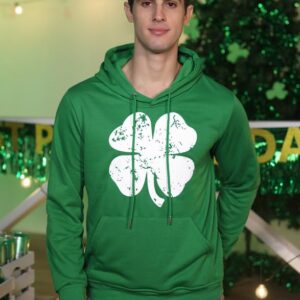 Arvilhill St Patrick's Day Sweatshirt Men's Green Shamrock Irish Printed Hoodie CLOVER XL