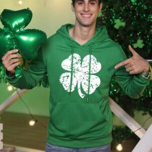 Arvilhill St Patrick's Day Sweatshirt Men's Green Shamrock Irish Printed Hoodie CLOVER XL