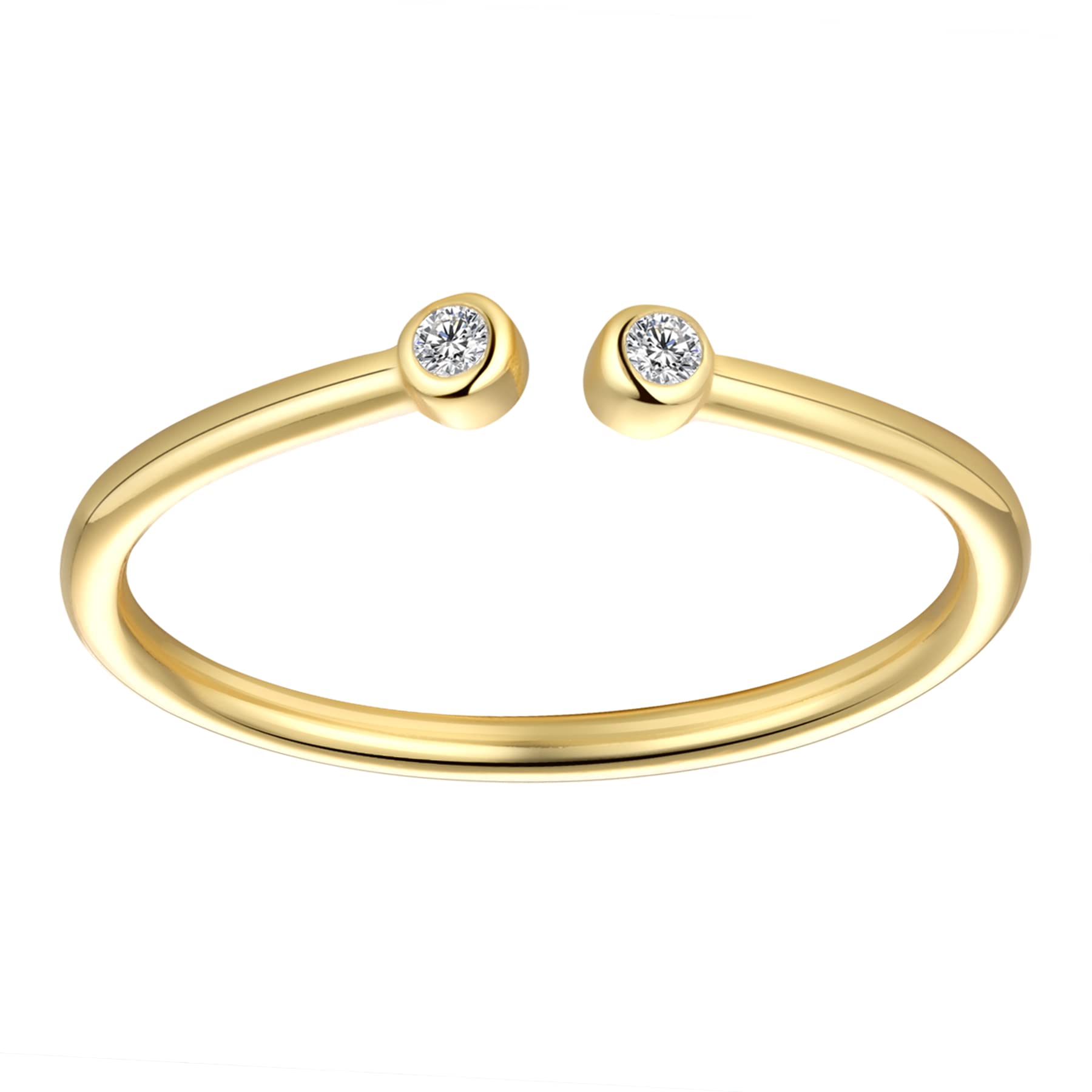 LEMON GRASS Ultra Mini CZ Open Stackable Fashion Ring | Thin Bezel Open Band Ajustable