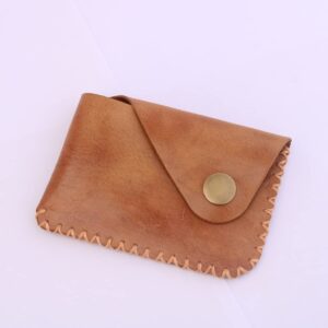 YANTA Handmade Weaving sewing Genuine Leather slim Card Case Wallet Front Pocket Card Organizer