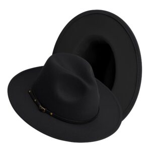 wide brim fedora hats for women dress hats for men two tone felt panama hat black