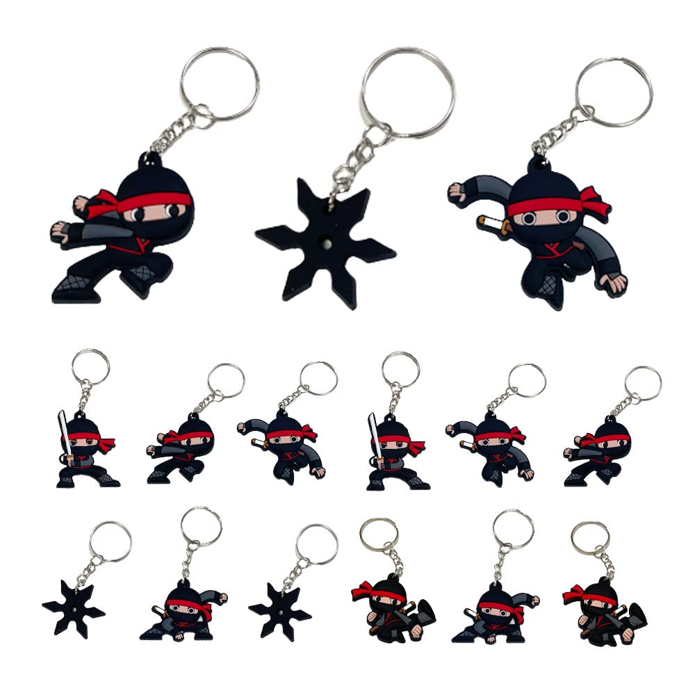 24 Pack Ninja Keychains Key Ring Decoration Ninja Warrior Party Favor Gift Supplies for Kids