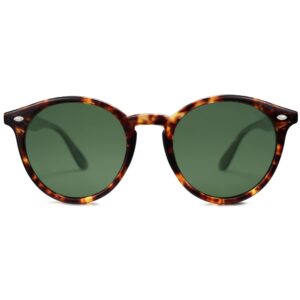 sojos retro round polarized sunglasses for women men classic vintage sunnies sj2069, brown tortoise/green