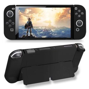 ZUSLAB Compatible with Hard Case Nintendo Switch – OLED Model 7.0” 2021, Dockable Protective Cover with Adjustable Stand, with 2 Game Slots Compatible with Joy‑Con controllers, Black