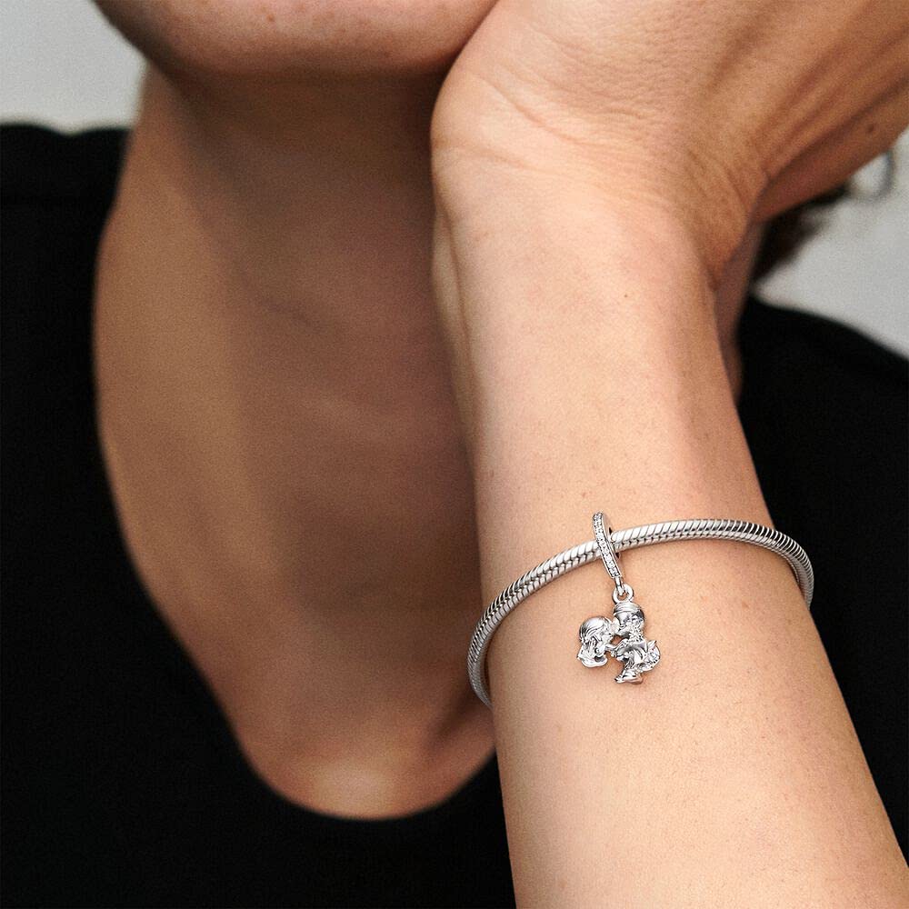 Meteor Crush Married Couple Cubic Zirconia Family Charms 925 Sterling Silver Heart Beads Birthday Jewelry Gifts Women for Pandora Bracelet