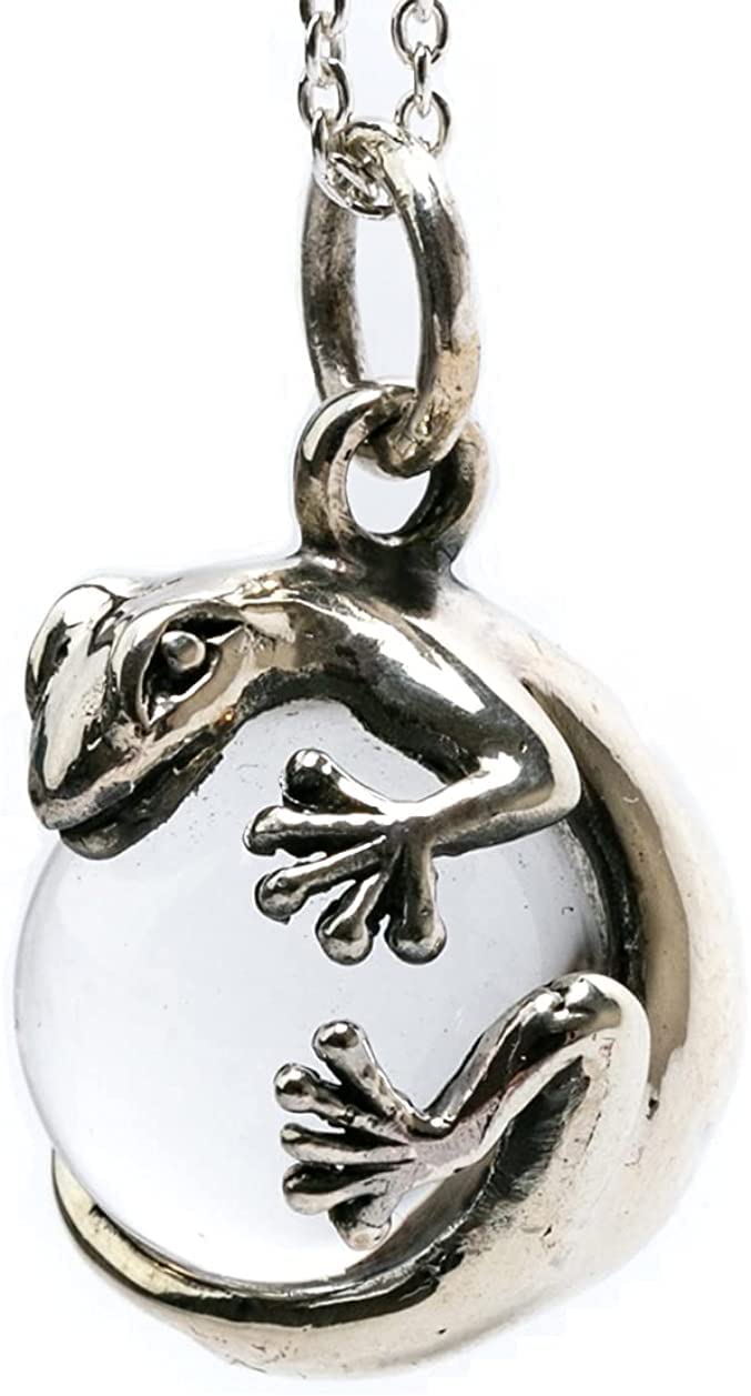 COSUMOSU 925 Sterling Silver Gecko Lizard Crystal ball Hawaiian pendant for women