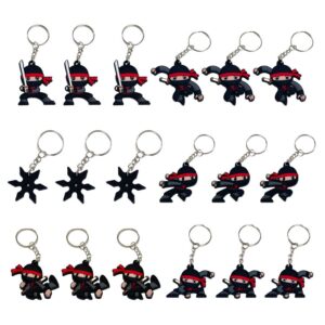 24 Pack Ninja Keychains Key Ring Decoration Ninja Warrior Party Favor Gift Supplies for Kids