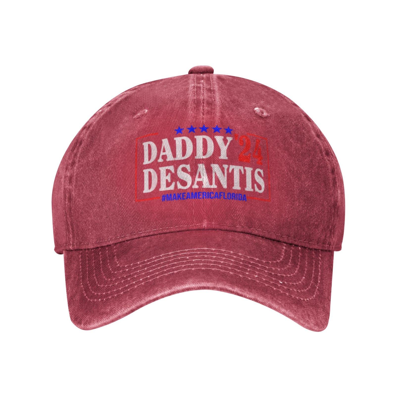 KATAKU Daddy 2024 Desantis Make America Florida Unisex Cowboy Hat Men Adjustable Baseball Cap Dad Golf Sun Hat Red