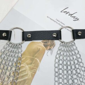 Punk Leather Waist Chain Silver Belly Body Chains Festival Body Chain Jewelry for Women and Girls