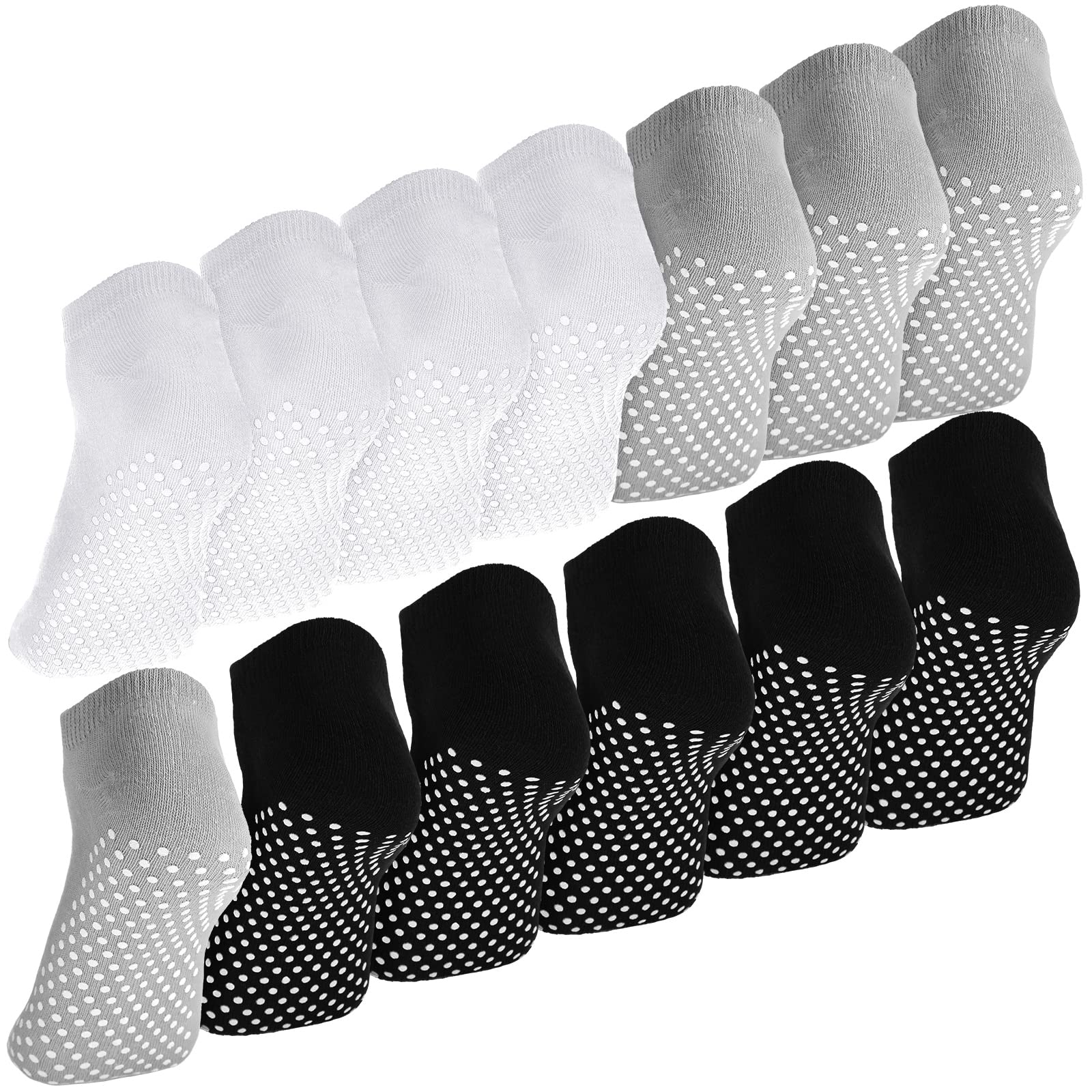 Geyoga 13 Pairs Pilate Grippers Socks for Women Non Slip Yoga Ballet Barre Non Skid Socks for Men House Workout Sports(Black, Gray, White)