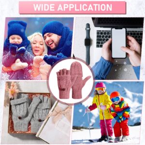 Tarpop 4 Pairs Winter Convertible Gloves Fingerless Mittens Knit Flip Wool Women Gloves Warm Half Finger Gloves with Cover