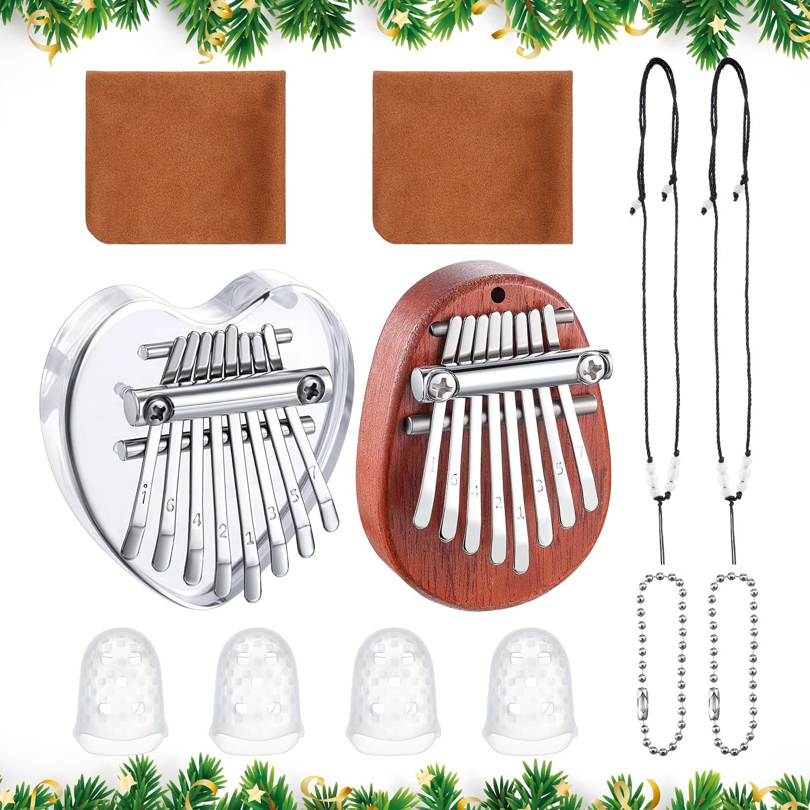 Yeshone 2 Sets Mini Kalimba 8 Key Thumb Piano Christmas Gift Sets for Kids Adults Beginners, Mini Finger Thumb Piano Finger Harp Adults Beginners Small Handheld Instrument