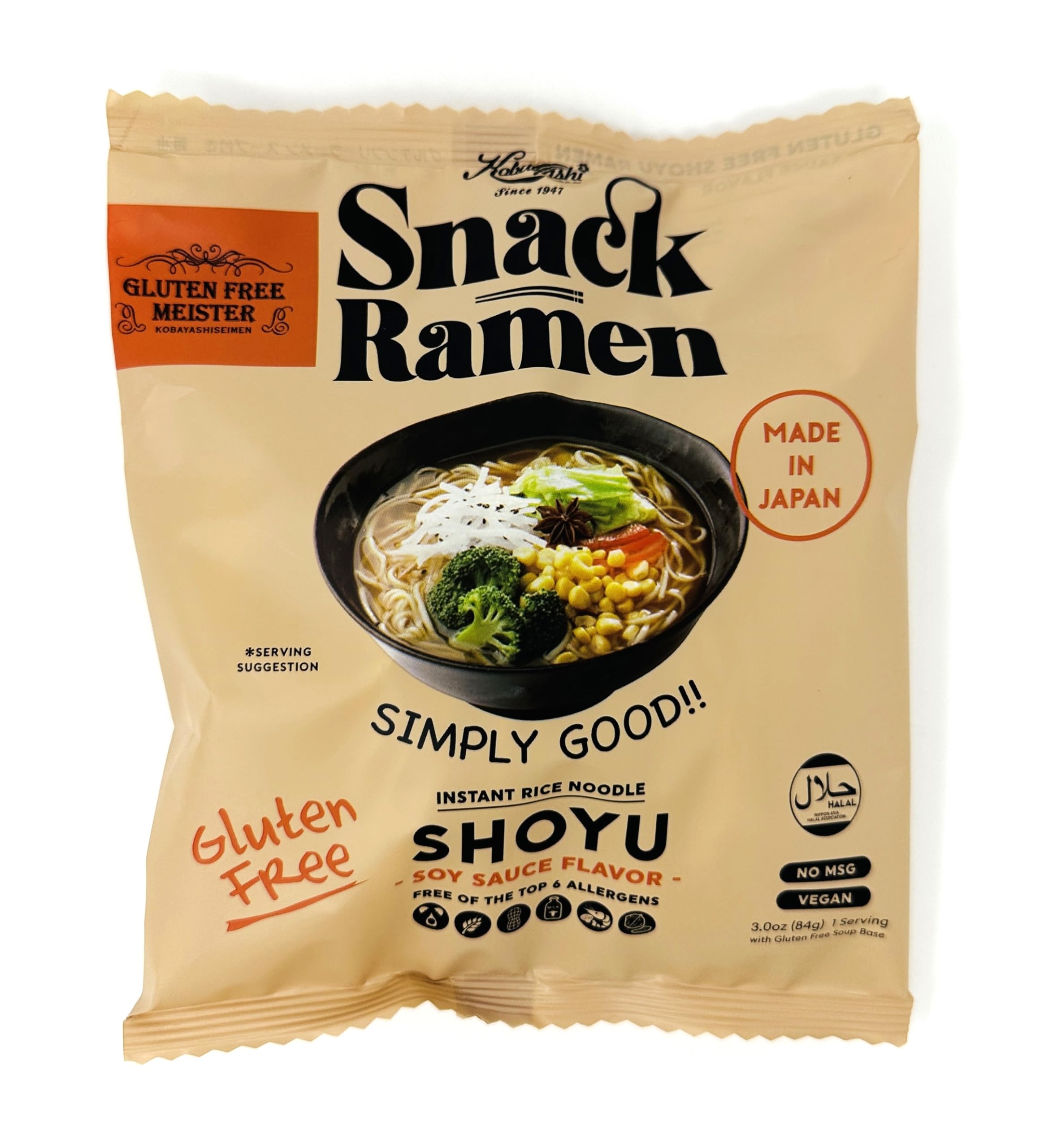 Gluten Free Snack Ramen-SHOYU 7pk (Vegan/Halal/No MSG)