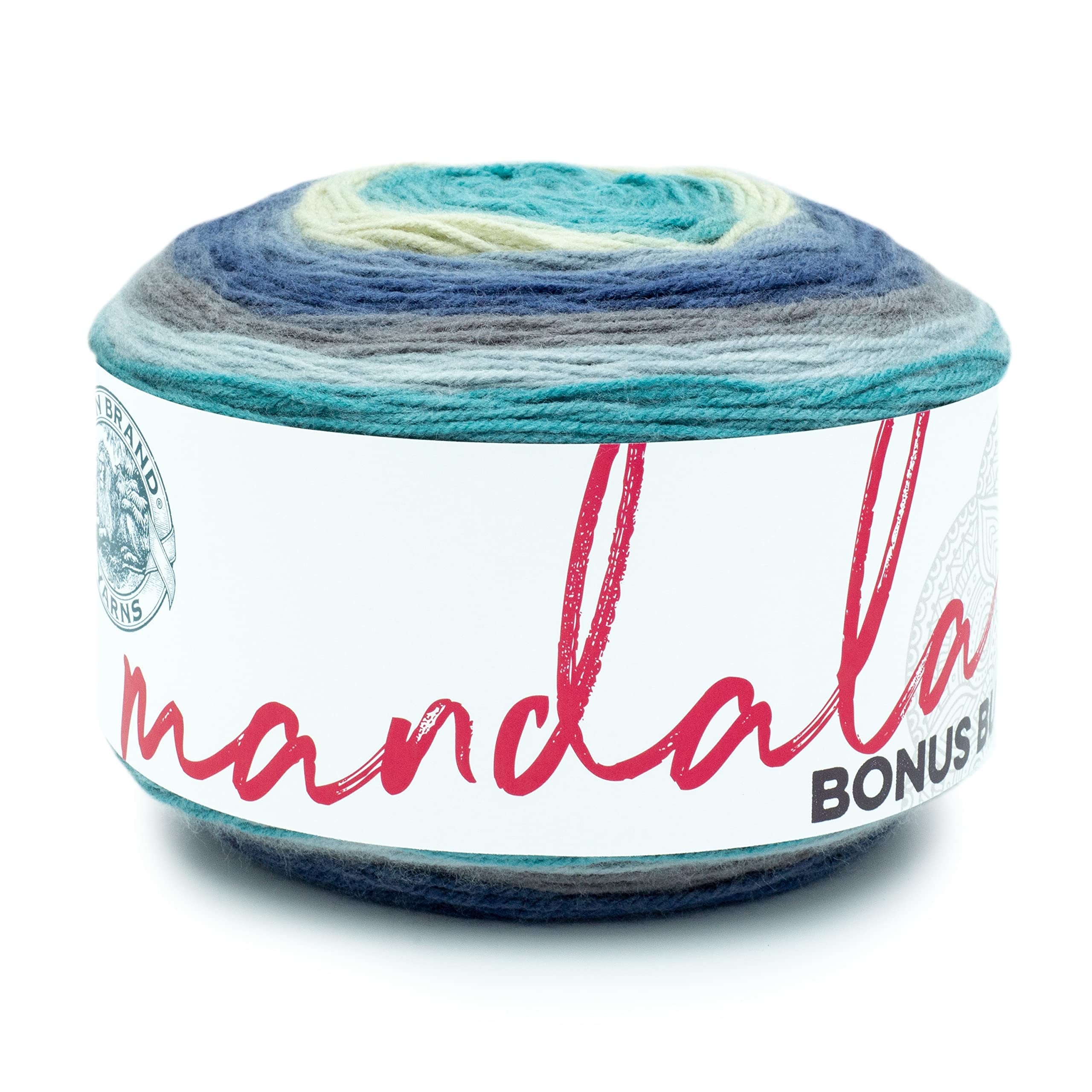 Lion Brand Yarn Mandala Bonus Bundle Yarn, Yarn for Knitting, Crocheting, and Crafting, 1 Cake, Babar