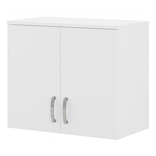 Bush Business Furniture Universal Closet Wall Cabinet with Doors and Shelves, White