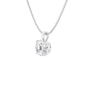 Beyond Brilliance 1.00 Carat Solitaire Diamond Pendant Necklace for Women | Round Cut Lab Grown Diamond | 14K White Gold Pendant (VS-SI) | Fine Jewelry for Her | Gift Box Included