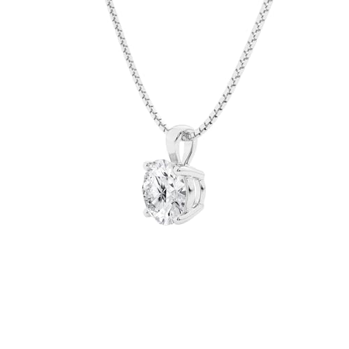 Beyond Brilliance 1.00 Carat Solitaire Diamond Pendant Necklace for Women | Round Cut Lab Grown Diamond | 14K White Gold Pendant (VS-SI) | Fine Jewelry for Her | Gift Box Included