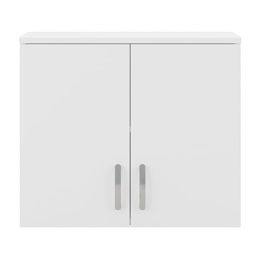 Bush Business Furniture Universal Closet Wall Cabinet with Doors and Shelves, White