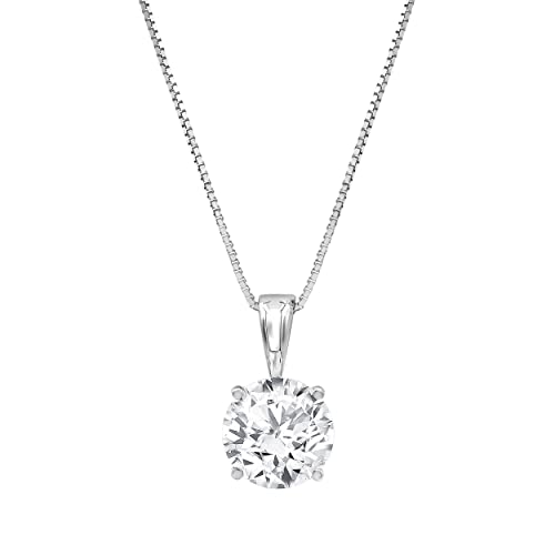 Beyond Brilliance 1.00 Carat Solitaire Diamond Pendant Necklace for Women | Round Cut Lab Grown Diamond | 14K White Gold Pendant (VS-SI) | Fine Jewelry for Her | Gift Box Included