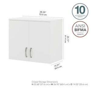 Bush Business Furniture Universal Closet Wall Cabinet with Doors and Shelves, White