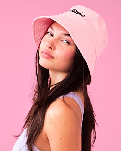 xo, Fetti Bachelorette Party Decorations Pink Babe Bucket Hat | Bridesmaid Gift, Pastel Pink and Black Embroidered, Cotton, Group Gift