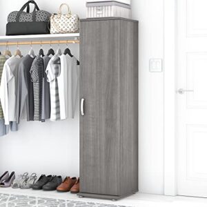 Bush Business Furniture Universal Narrow Clothing Storage Cabinet with Door and Shelves, Platinum Gray