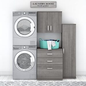 Bush Business Furniture Universal 3 Piece Modular Laundry Room Storage Set with Floor and Wall Cabinets, Platinum Gray