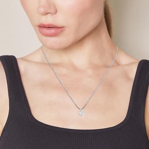 Beyond Brilliance 1.00 Carat Solitaire Diamond Pendant Necklace for Women | Round Cut Lab Grown Diamond | 14K White Gold Pendant (VS-SI) | Fine Jewelry for Her | Gift Box Included