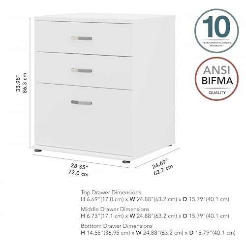 Bush Business Furniture Universal Laundry Room Storage Cabinet with Drawers, White