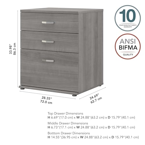 Bush Business Furniture Universal Laundry Room Storage Cabinet with Drawers, Platinum Gray