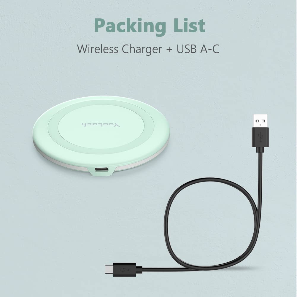 Yootech Wireless Charger,10W Max Fast Wireless Charging Pad Compatible with iPhone 16/16 Plus/16 Pro Max/15/14/13/SE 2022/12/11/X/8,Samsung Galaxy S22/S21/S20,for AirPods Pro 2(No AC Adapter)