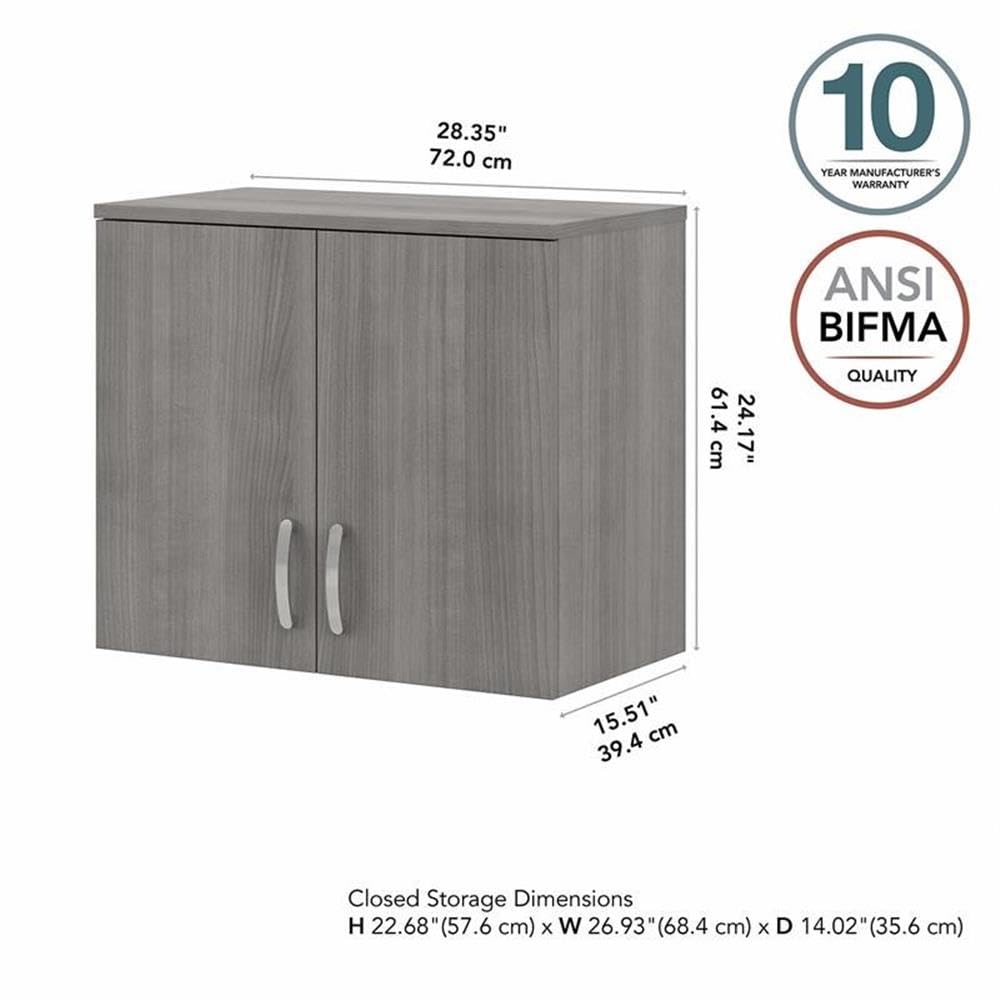 Bush Business Furniture Universal Garage Wall Cabinet with Doors and Shelves, Platinum Gray