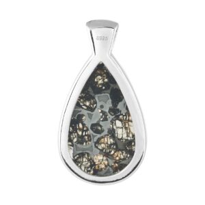 Starborn Sericho Pallasite Meteorite Pear Pendant Sterling Silver