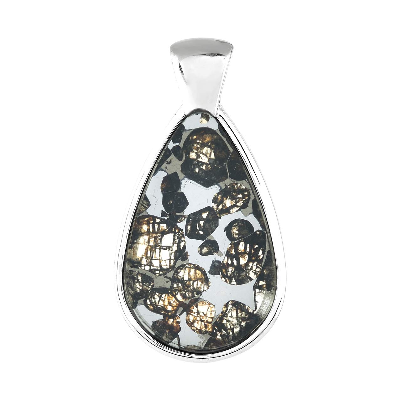 Starborn Sericho Pallasite Meteorite Pear Pendant Sterling Silver