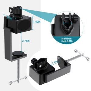 YOUSHARES Metal Table Mount Clamp for Microphone Arm Stand Table Clamp with Adjustable Interface Aperture and Two-way Fixation, Cantilever Clip for Microphone Arm Stand with Adjustable Screws