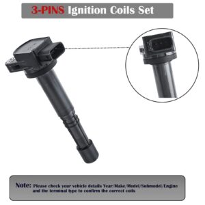 Set of 4 Ignition Coil Pack Fits for L4 2.4 2.0 2002 2003 2004 2005 2006 2007 2008 2009 Honda CRV Accord Civic SI Element S2000 Acura RSX CSX Coil Pack Replaces# UF311 UF583 C1382