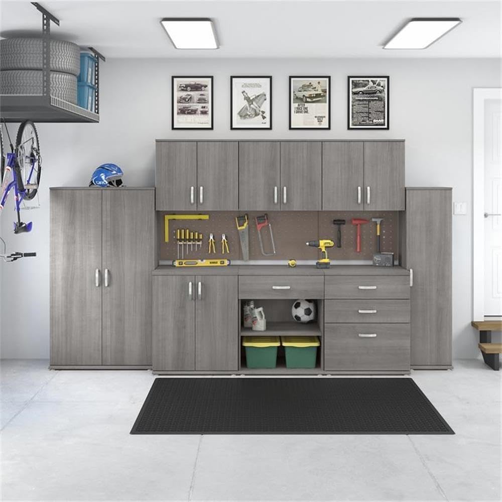 Bush Business Furniture Universal Garage Wall Cabinet with Doors and Shelves, Platinum Gray