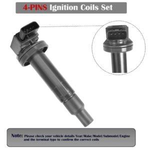 Pack of 4 Ignition Coils For L4 1.5 2000 2001 2002 2003 2004 2005 2006 2007 2008 2009 2010 Scion XA XB Toyota Prius Echo Yaris Coil Packs Replaces# UF316