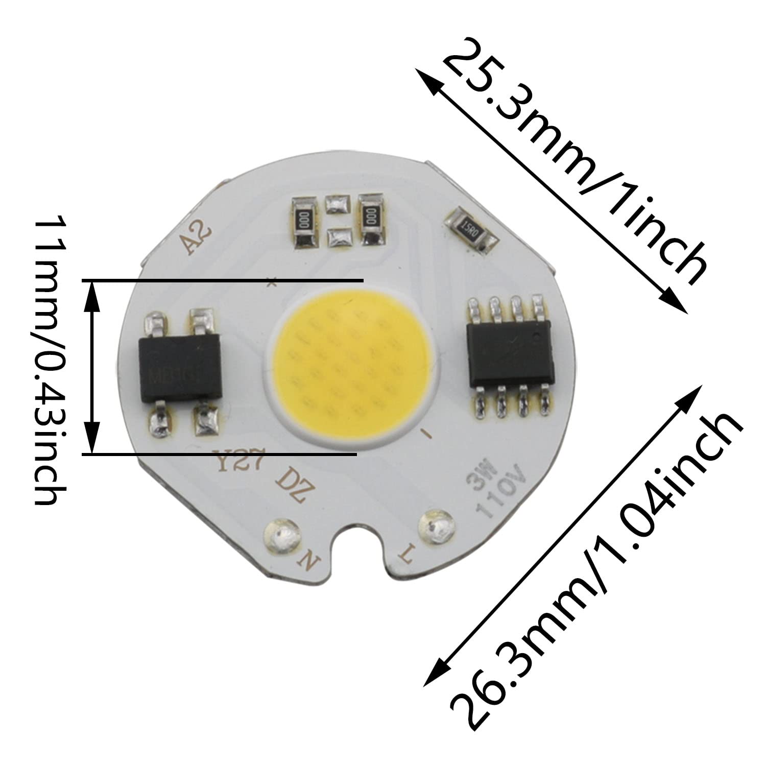 ZCZQC LED Chip 4PCS 110V 3W White High Power COB LED COB Lamp Beads LED Lamp Bulb Chips Light-Emitter Diode Chips